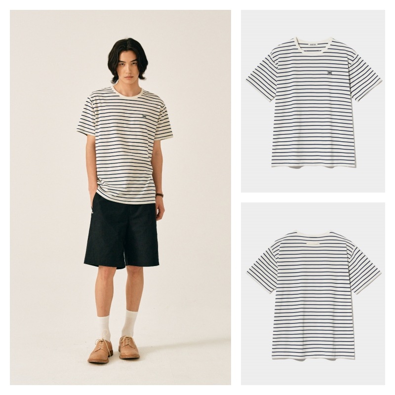 SATUR】 ALL DAY COTTON STRIPE T-SHIRT : RESORT CREAM Tシャツ