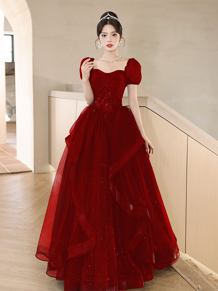 ウェア ブライダル 結婚式 披露宴 冬 レッド 婚約 イブニングドレス レディース