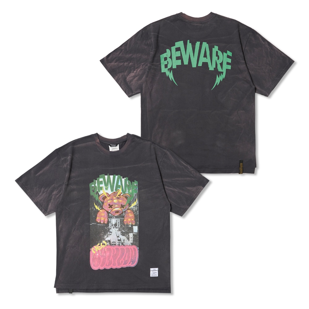 Babylon Vintage-Like Washed Oversized Short Sleeves T-Shirts Charcoal