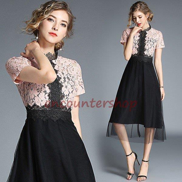 【即納】パーティードレス 大きいサイズ ロング丈 結婚式 40代 袖あり 半袖 夏 フォーマルドレス レースワンピース お呼ばれ 二次会 披露宴 謝恩会 上品