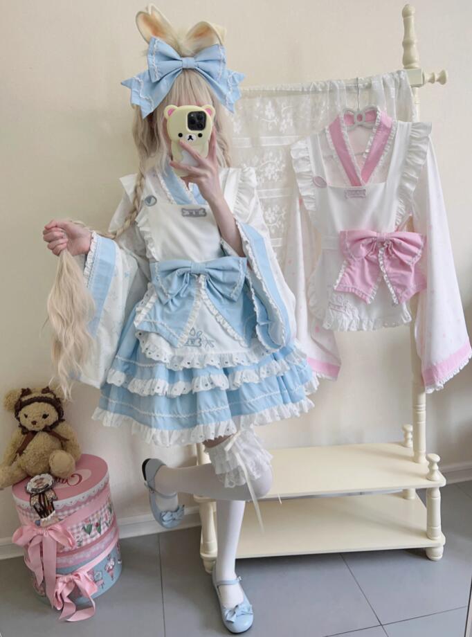 【新作登場 最安値!】78ロリータ ４点セット浴衣　和　ゴスロリ コスプレ メイド服 コスチューム 文化祭 学園祭 衣装 仮装 ハロウィン おすすめ 可愛い 長袖 ドレス　日常　写真　舞台　花