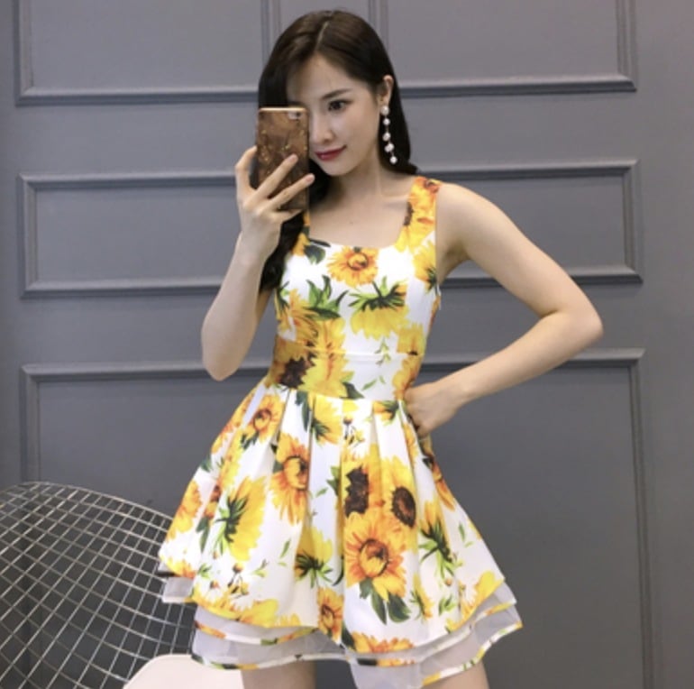 スカート ワンピース ミニスカート フレアワンピース ミニ ミニ丈 ショート ショート丈 袖なし ノースリーブ スクエアネック フレア Aライン チュール シフォン フリル ウエストマーク