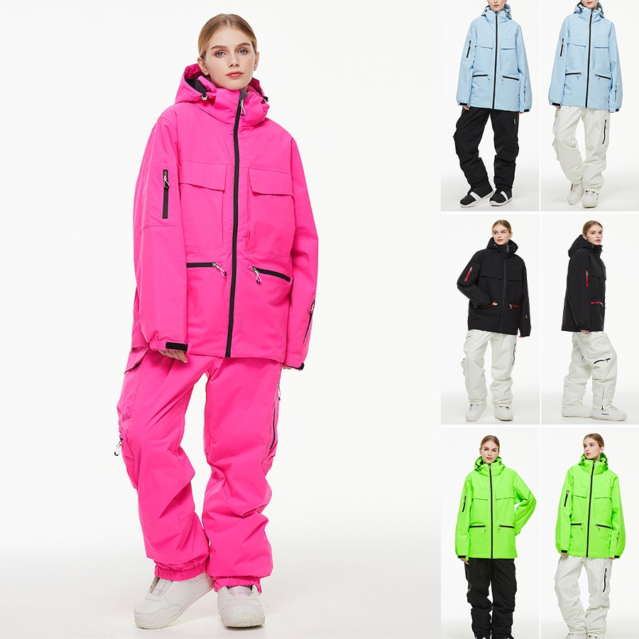 スノーボードウェア 白 黒 ローズ 蛍光緑 ブレー 2025 2026 上下セット レディース メンズ スキーウェア スノボウェア 防水 防寒