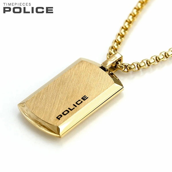ポリス ネックレス POLICE チェーン プレート ペンダント ゴールド ステンレス 名入れ可能