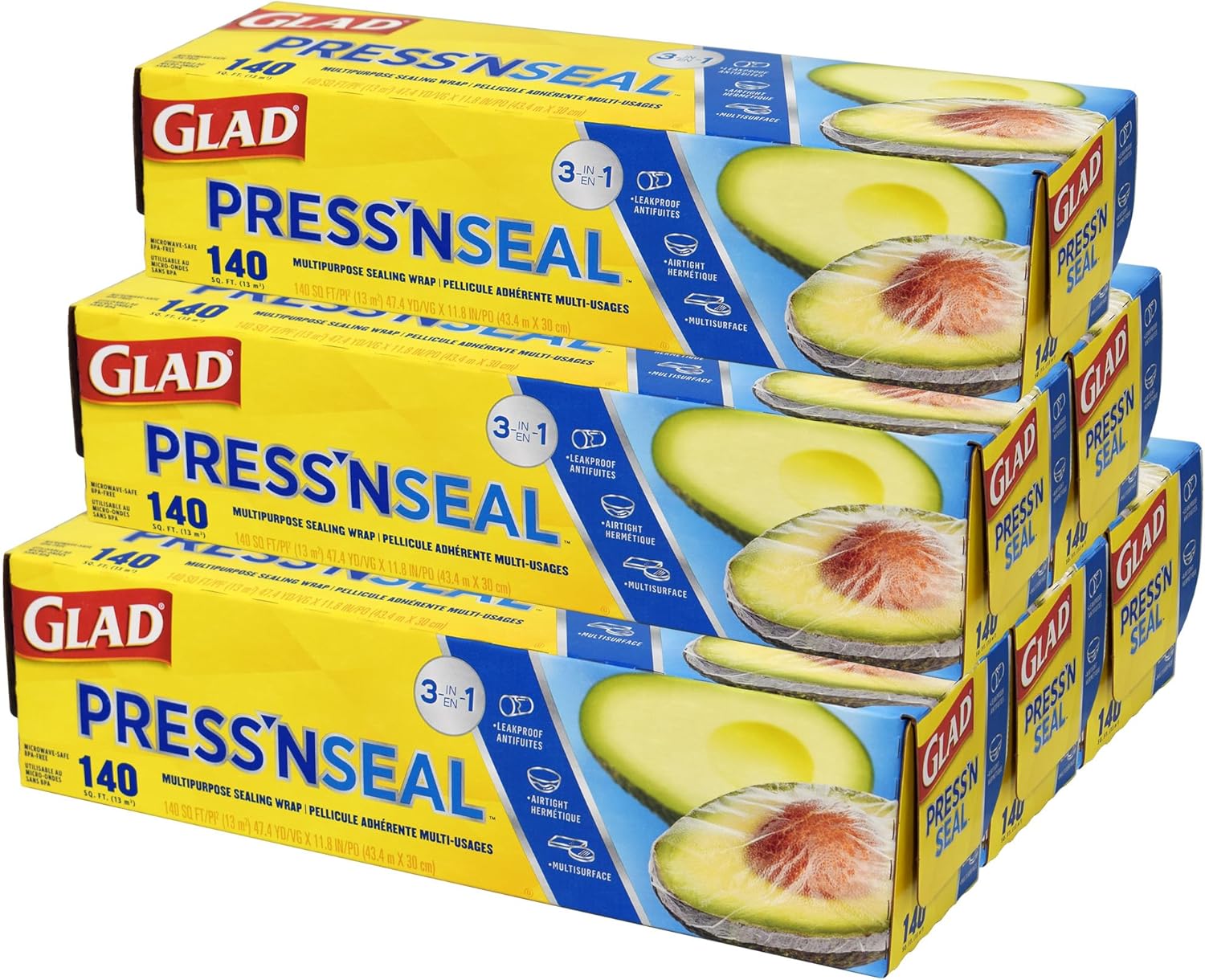 プレスンシール glad ラップ 真空パックのような密着感 蜜蝋ラップ や 野菜保存袋 代わりにも！ GLAD グラッド プレスアンドシール 140 30cm×43.4m ×6本