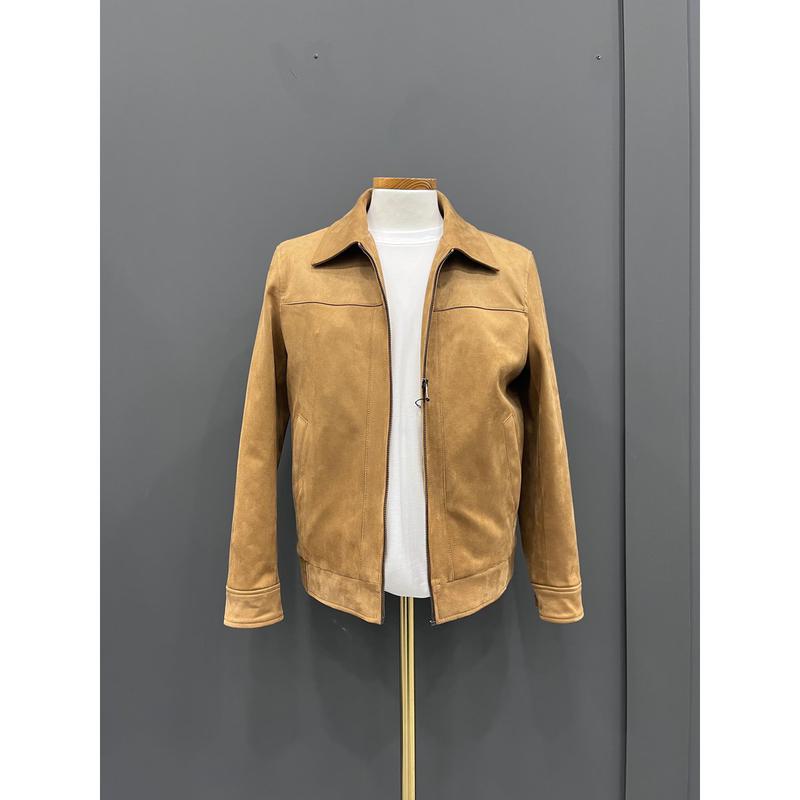 メンズ春秋ブラウンスエードライダースカジュアルジャケットOTSMJ011_OD