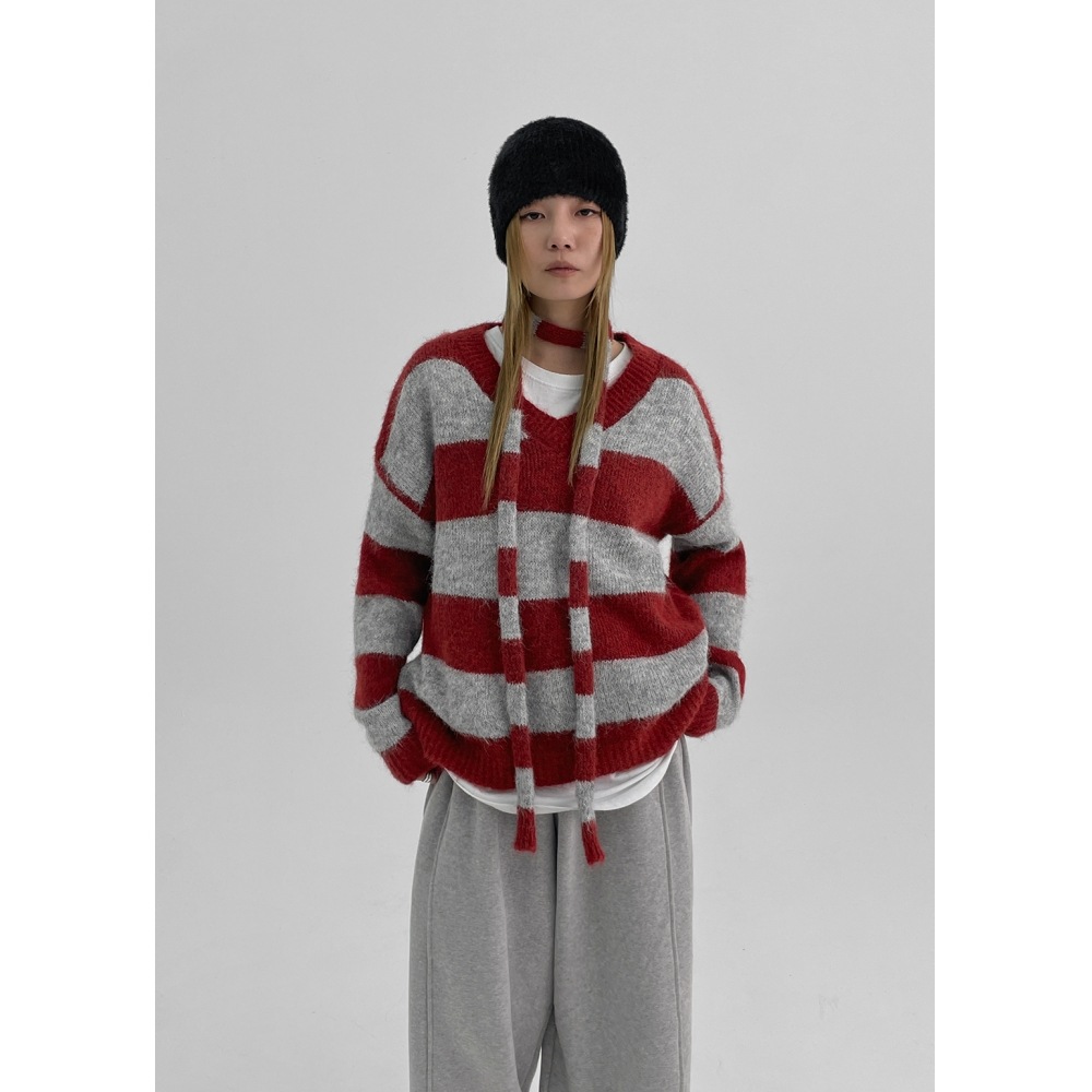 ブラックアップクイティスセット-Vネックニットマフラー