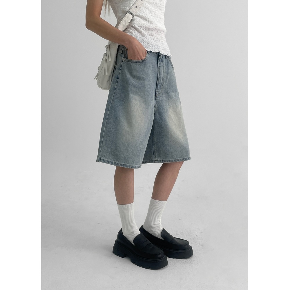 ブラックアップロンマックスバミューダデニムパンツ