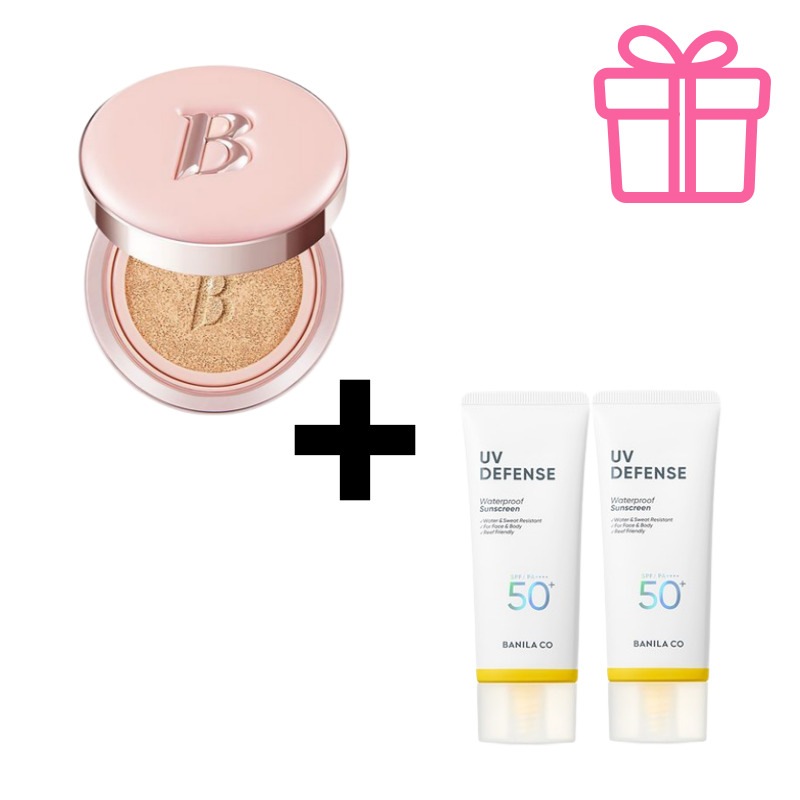 エッセンススキン ピンククッションSPF50+/PA+++ 12g＋UVディフェンスウォータープルーフサンクリーム 100ml×2本セット軽やか肌＆しっかり紫外線対策 ランダムギフト付き