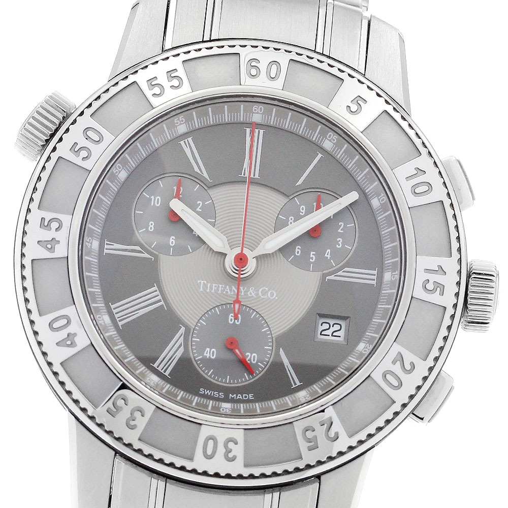 ティファニー TIFFANY&Co. マーク T-57 クロノグラフ クォーツ メンズ 良品 箱・保証書付き_893874【中古】