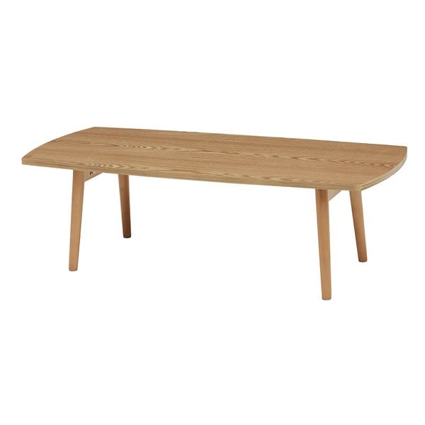 折れ脚角テーブル 角 カーブ シンプル 天然木 ナチュラル 幅110×奥行48×高さ35cm MT-6423NA