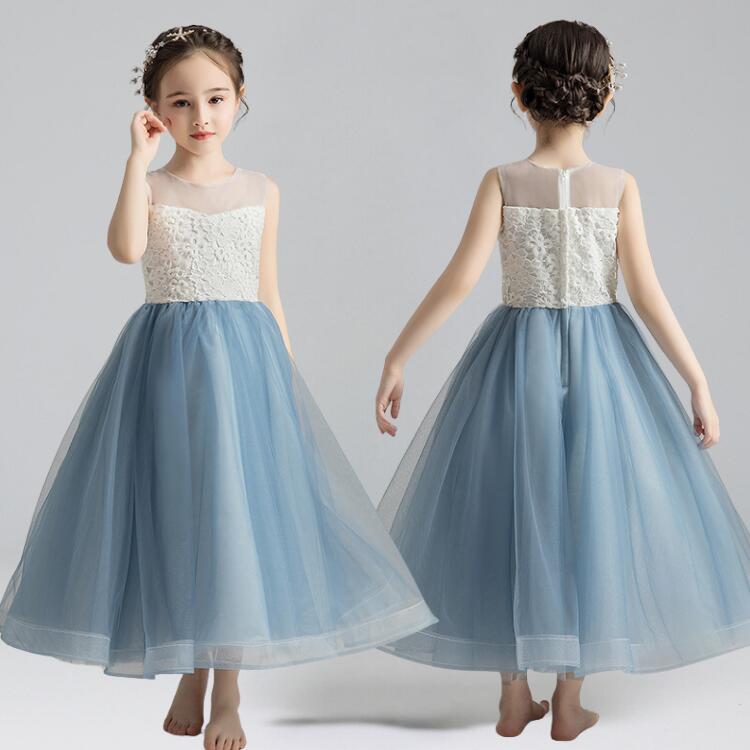 ハッピーハロウィン 新製品 最低価格 ピアノ発表会 ドレス 中学生 子供 ドレス ブルー 刺繍 ワンピース 女の子 結婚式 ドレス ワンピースドレス パーティー上品中学生 ドレス キッズ 発表会 きれ
