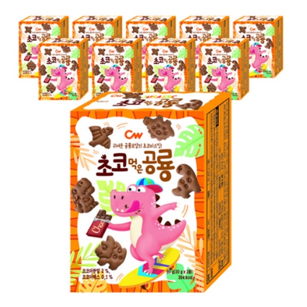 チョンウ食品 チョコ食べた恐竜ビスケット 60g 10箱