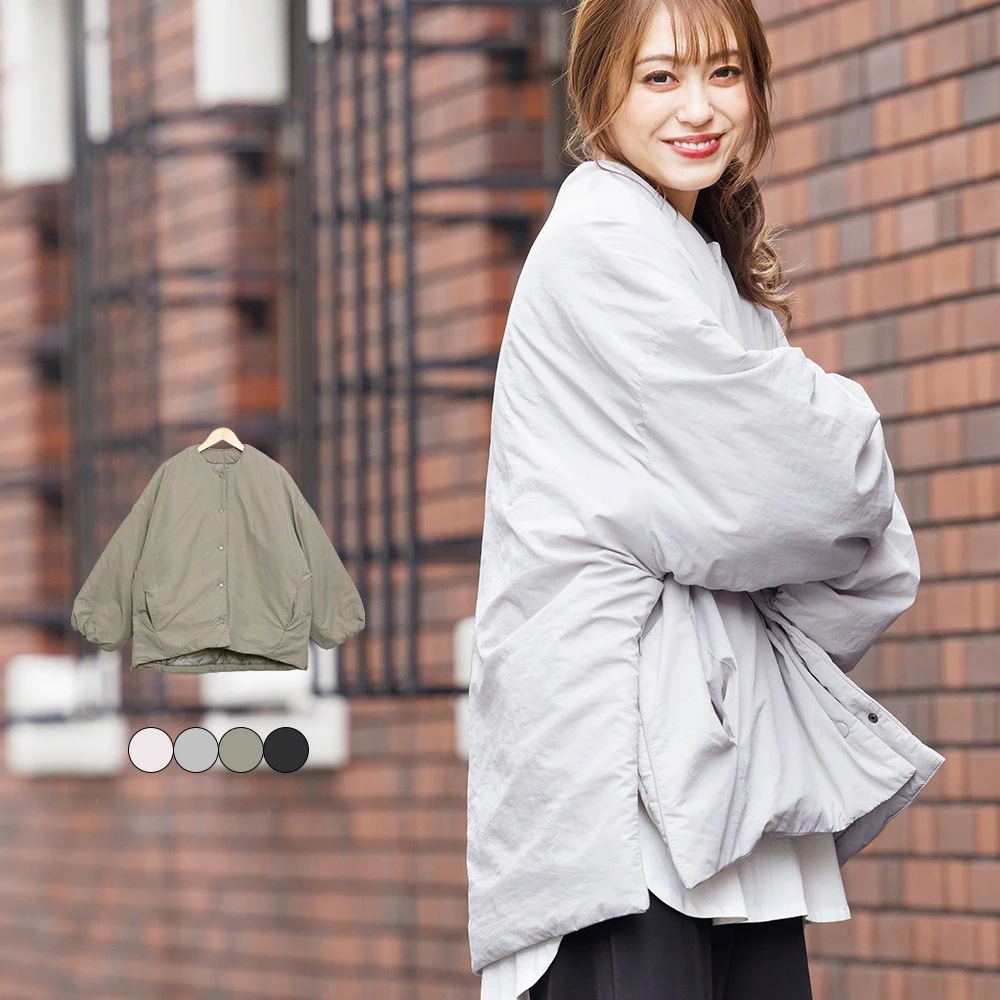 サイドファスナーノーカラージャケット/アウター/a225537