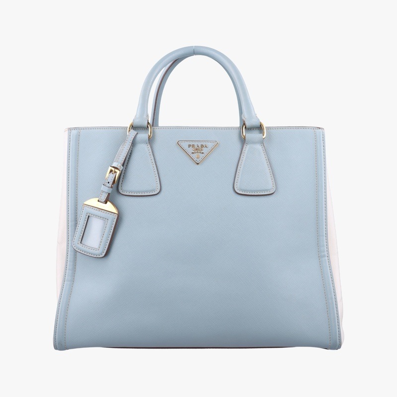 三角ロゴ ガレリアブルー×ホワイトサフィアーノレザーBN243831/S 165中古