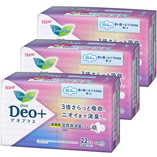 【まとめ買い】ロリエ デオプラス 20.5cm羽つき 22コ入× 3セット(66コ)