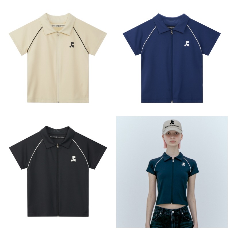 【REST & RECREATION】 COLLAR ZIP-UP TOP : 3COLORS