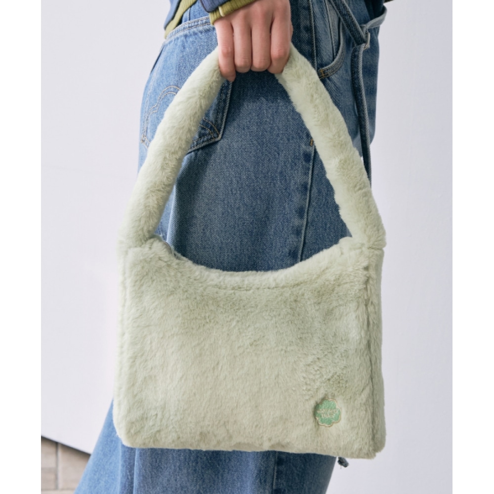 COVERNAT WOMAN クローバーハートエコファーホーボーバッググリーン
