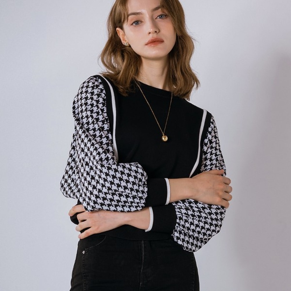 (マックスカルティッジョ) ハウンドチェックシフォンスリーブニット