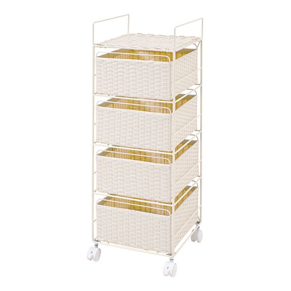 ランドリーラック ホワイト （約）幅30cm 組立式 キャスター付