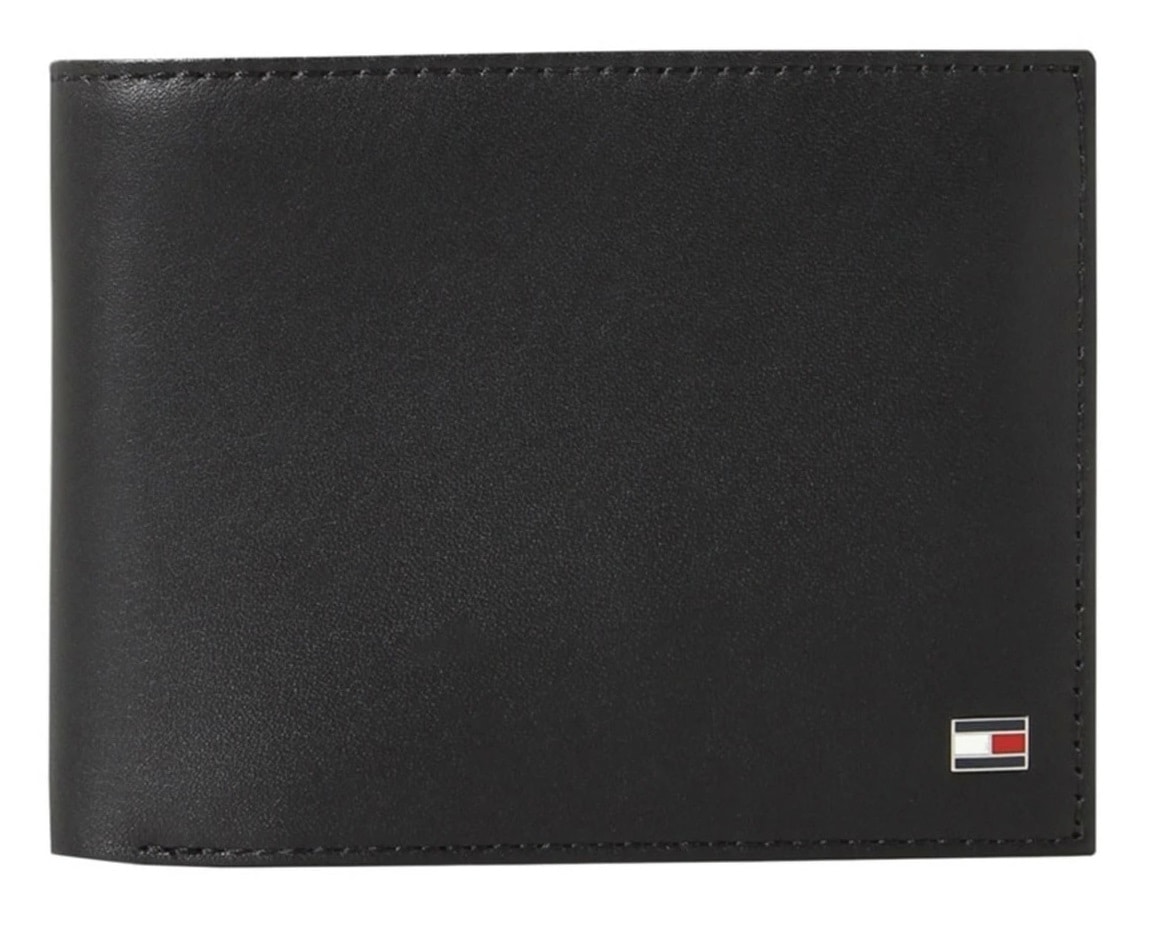 TOMMY HILFIGER AM0A00651-002-BK トミー ヒルフィガー 二折財布小銭入付 カーフスキンレザー ブラック