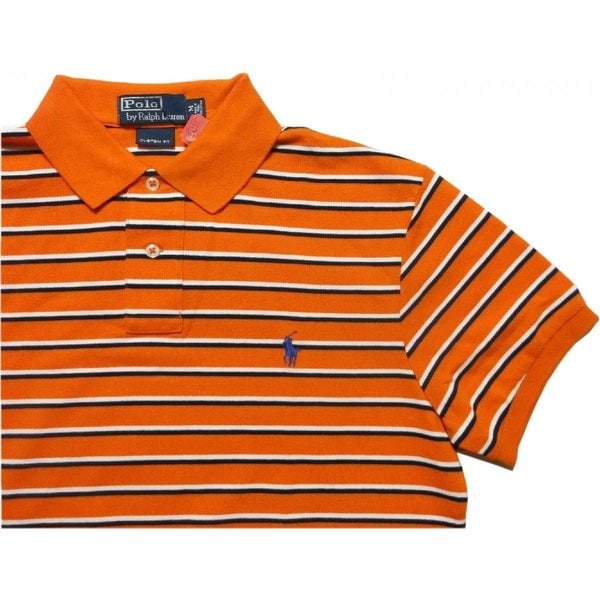 半袖 ワンポイント ボーダー 鹿の子 ポロシャツ オレンジ PR2-666