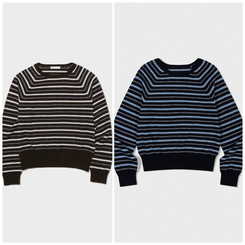 【LOW CLASSIC】 25FW MERINO CASHMERE STRIPED SWEATER : 2COLORS