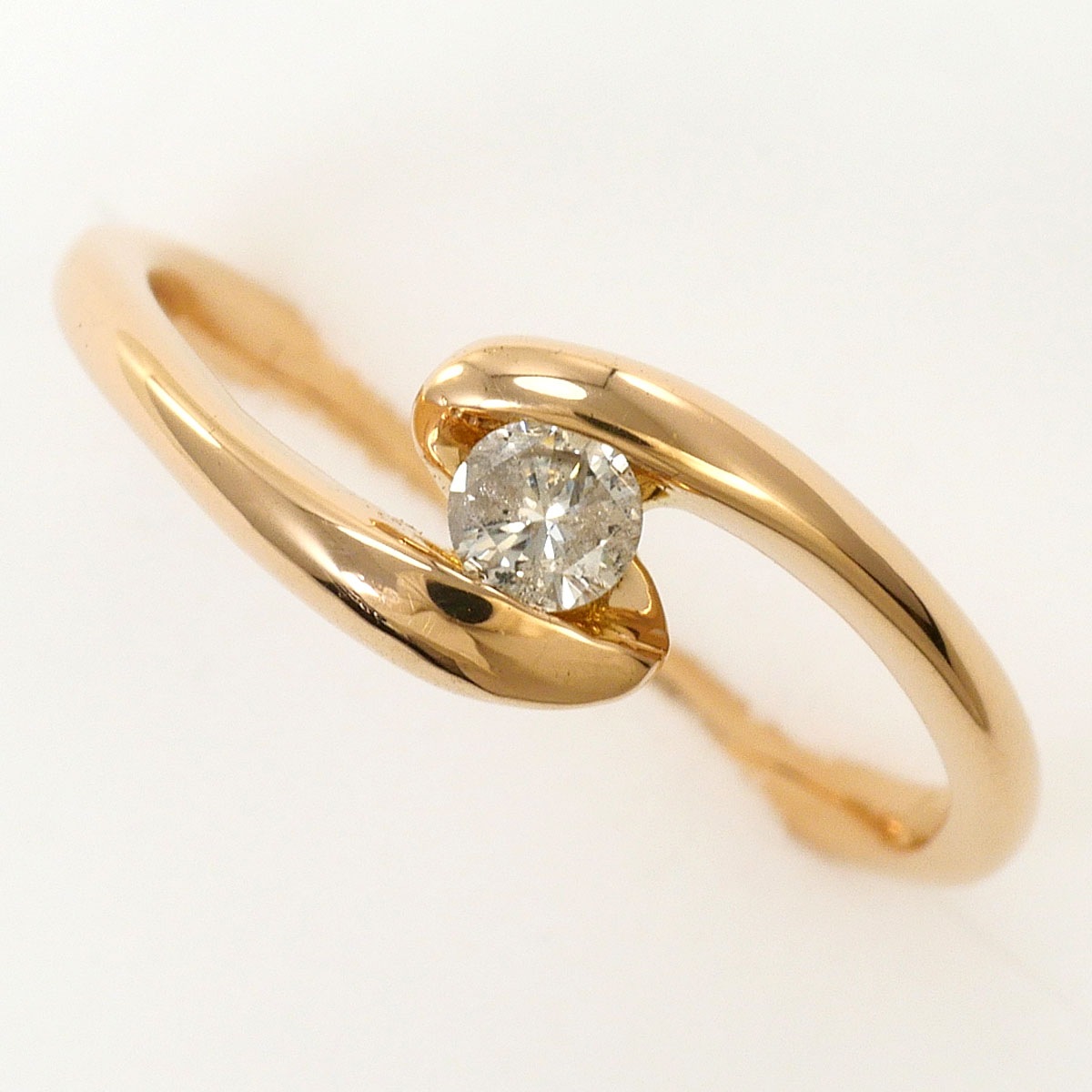 K18 18金 PG ピンクゴールド リング・指輪 6.5号 ダイヤモンド 0.10ct 総重量約1.7g ジュエリー 中古