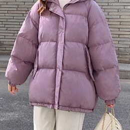 4色 アウター ジャケット レディース 冬 かわいい 暖かい ダウンコート ショート丈 長袖 ボリューム袖 BIGシルエット もこもこ モコモコ ファスナー ポケット 白 ホワイト 黒 ブラック 紫