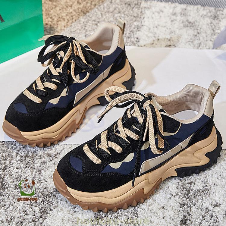 スニーカー 本革 インヒール 厚底 レディース 靴