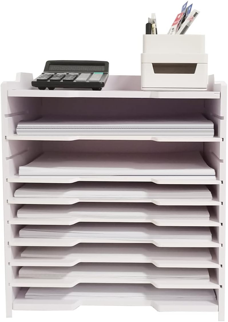 YFS B4 卓上ラック 3段/4段/5段/6段/7段/8段/10段 高さ調節可能 A4/B4対応 書類入れ a4/b4レターケース 書類ケース 新聞/雑誌/ファイル/フォルダー収納 木製 棚板高さ調