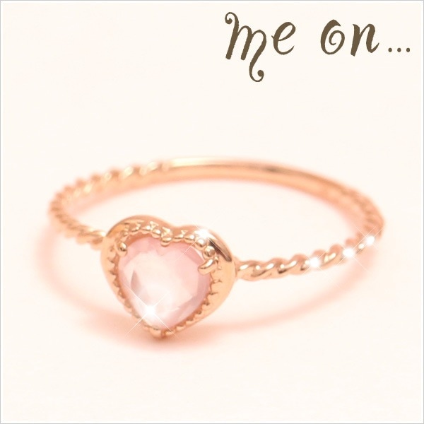 me on... K10ピンクゴールドローズクォーツ＆ハートモチーフのスパイラルリング 発送目安：２３週間