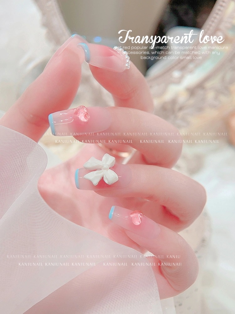 ネイルアートラブフラットボトムダイヤモンドデコレーション透明ピーチハートネイルデコレーション2025新しいピーチアクセサリー100個