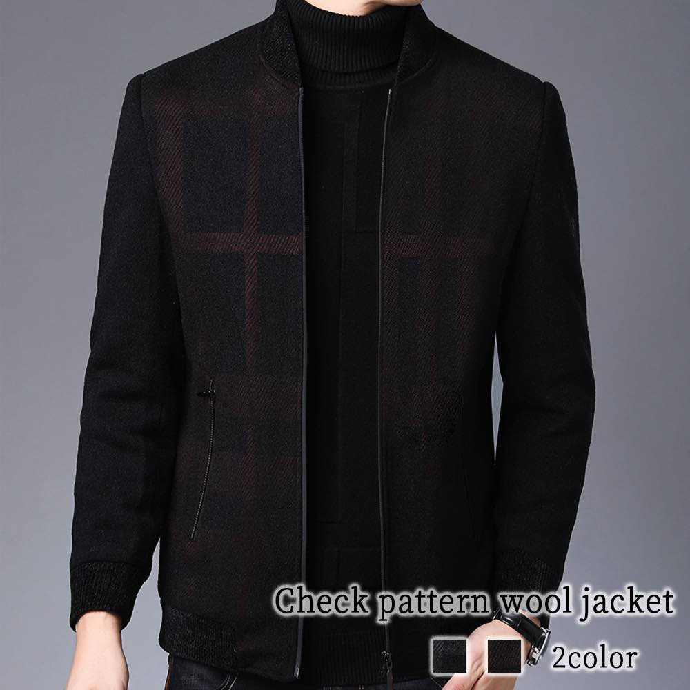 ノーカラージャケット メンズ チェック柄ウールジャケット ノーカラーコート 人気 ジャケット おすすめ ボア ノーカラー セール ショート テーラードジャケット カジュアル フォーマル 冬 アウター
