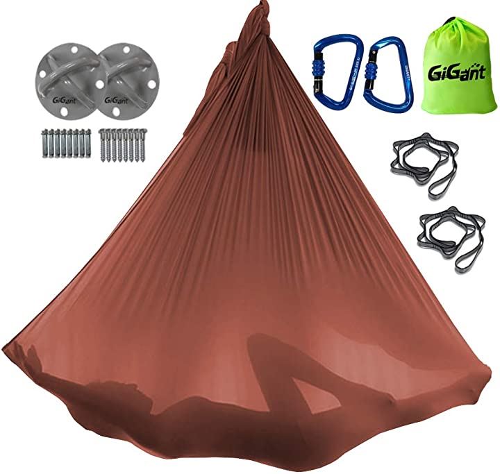 ギグアント 公式 エアリアルヨガ 専用 ハンモック フルセット 5ｍx2.8ｍ 空中 ヨガハンモック エクササイズ エアロヨガ フィットネス 国内正規品( ショコラブラウン) 11,248円