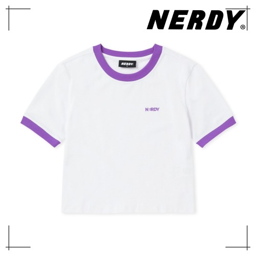 NDY ウーマンズ ブランク ロゴ リンガー クロップ 半袖 Tシャツ PURPLE