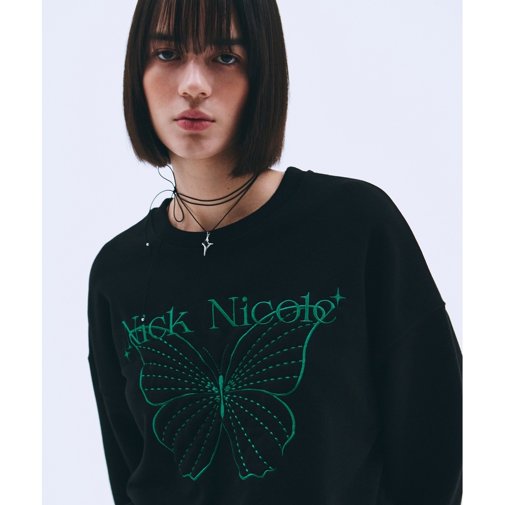 ニック&ニコールシャインバタフライスウェットシャツ_ブラックグリーン 13,960円