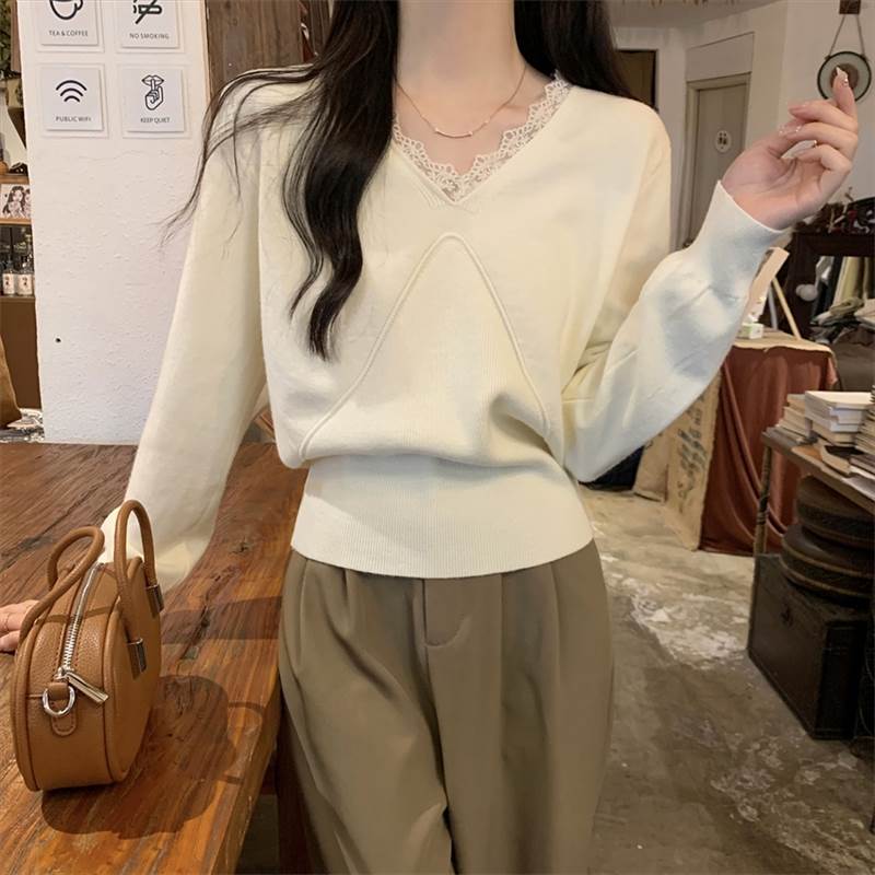 クーポン有トップス ニット セーター 春 秋 冬 長袖 Vネック バルーン ブラック アプリコット S M L XL LL イベント リゾート 旅行 高原 ホテル ガーデン コンサート ライブ 外遊び