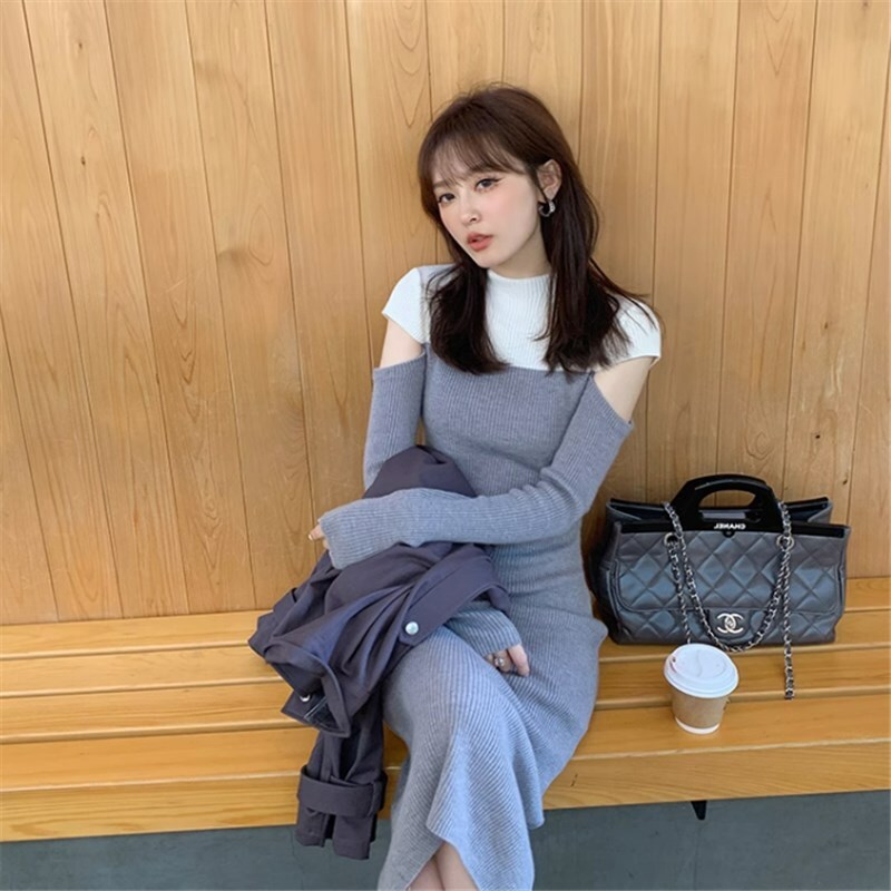 ワンピース ロングスカート ロングワンピース ラウンドネック スリム かわいい 大人可愛い きれいめ シンプル カジュアル 大人 上品 おしゃれ お洒落 かっこいい 大人女子 こなれ感 ラフ