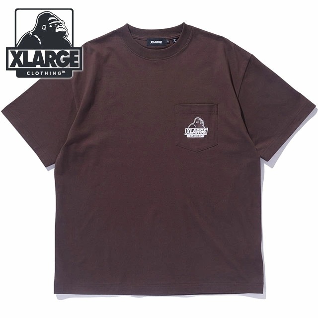 メール便 スランテッド オージー ショートスリーブポケット Tシャツ [101243011018] メンズ トップス 半袖 ワンポイントロゴティー x-large エックスラージ BROWN
