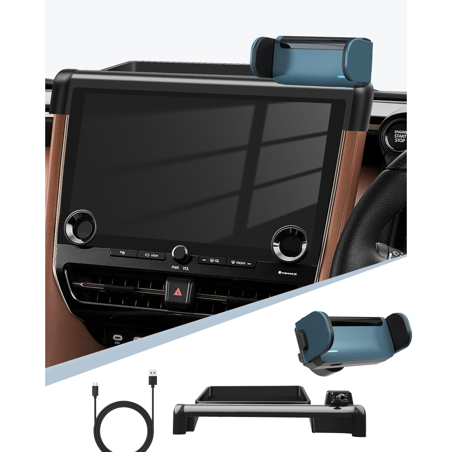 BIBIBO トヨタ アルファード/ヴェルファイア 40系 14インチHDディスプレイオーディオ 専用 電動型 スマホホルダー アルファード 40系 携帯ホルダー ヴェルファイア 40系 スマホスタン