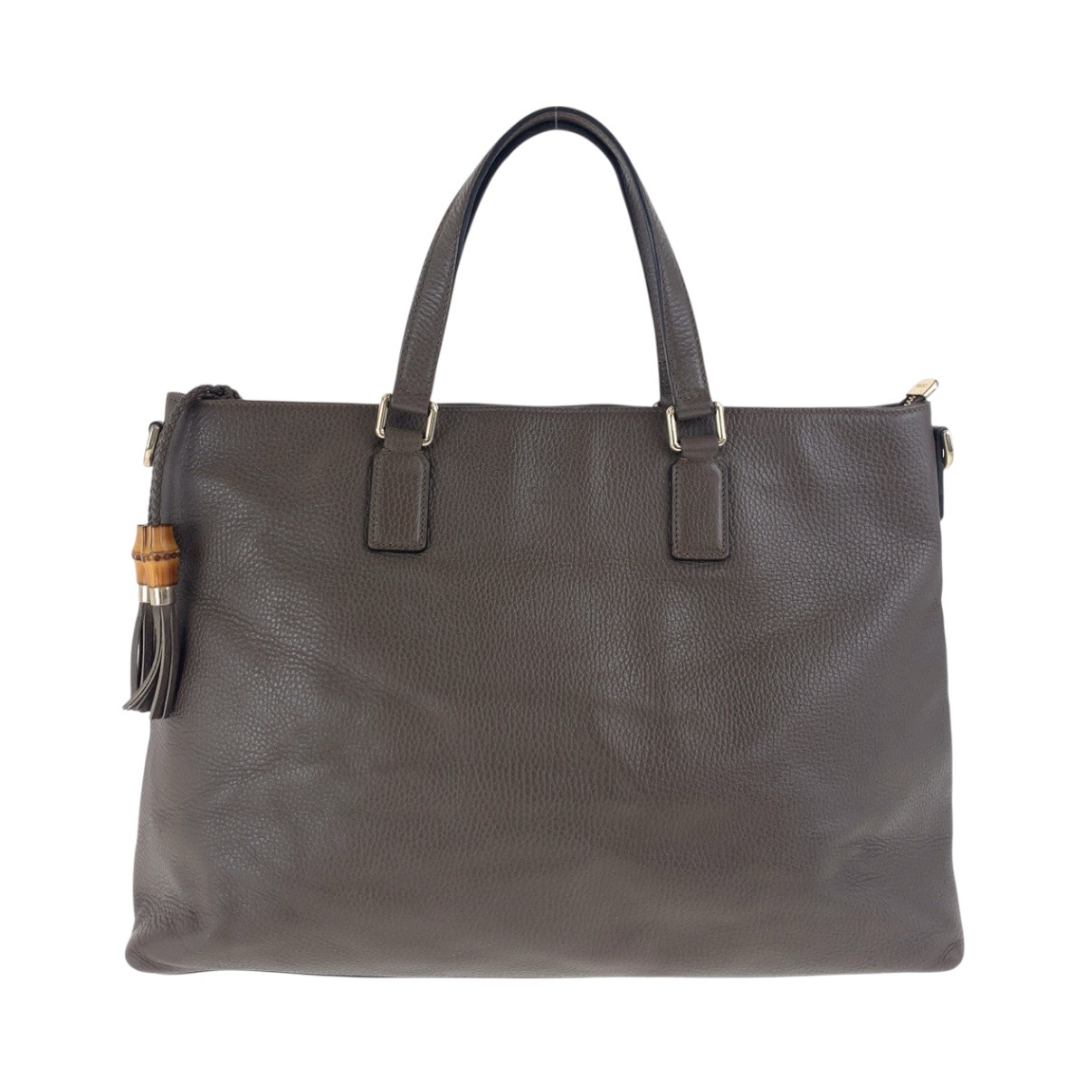 美品 バンブー ブラウン ゴールド金具 レザー 365345 トートバッグ ショルダーバッグ レディース 504819