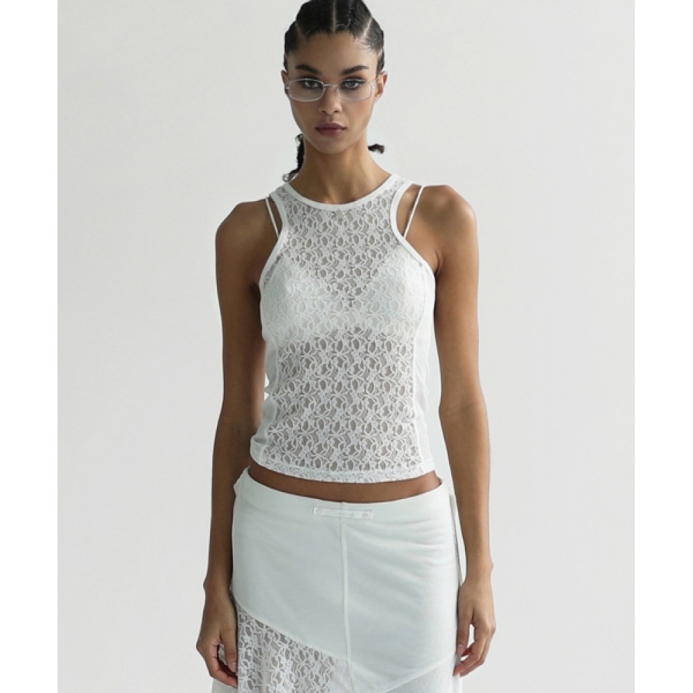 BADBLOOD セレナレースタンクトップ-ホワイト