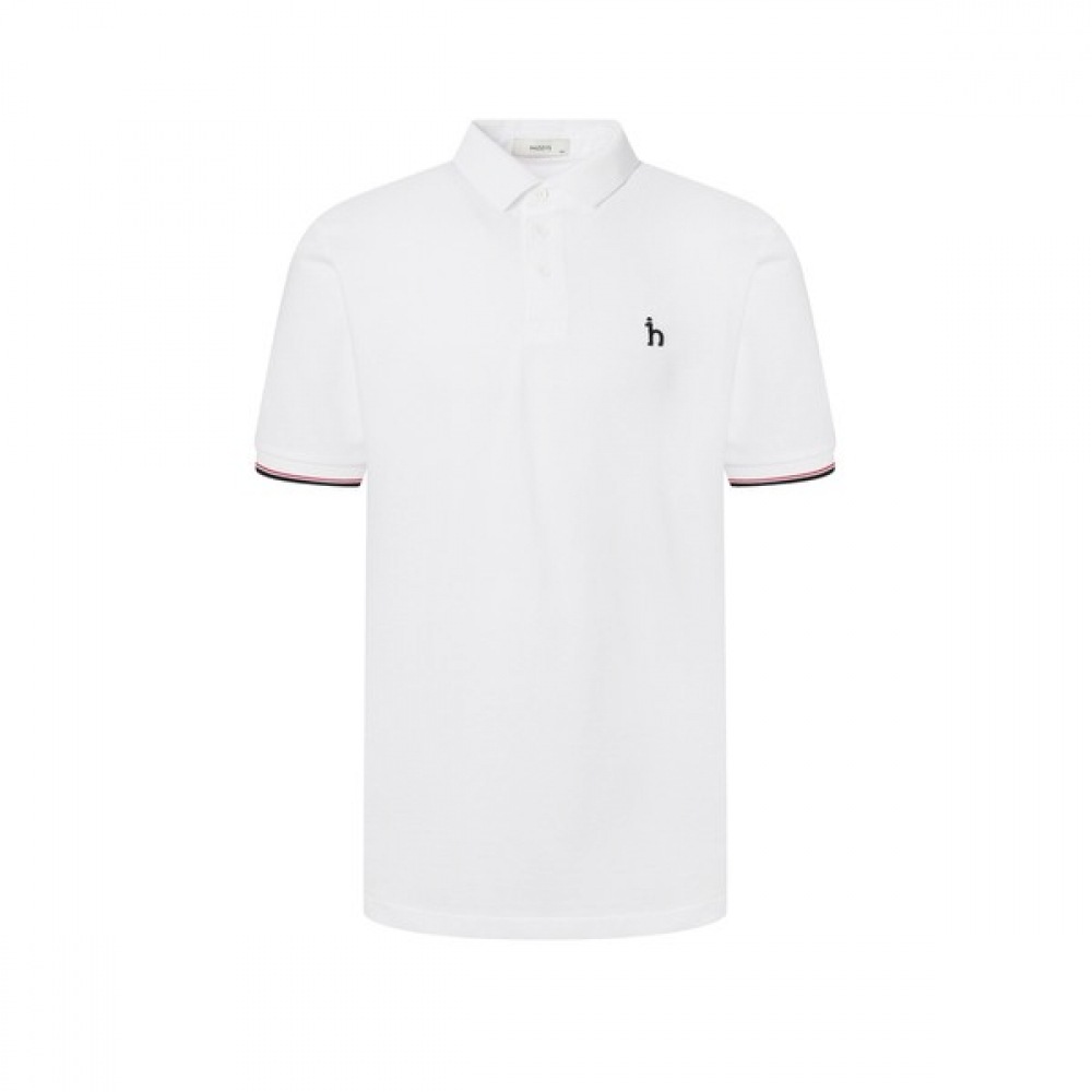 [ヘッジズ] 24SS ホワイトソリッドコットンブレンドショートスリーブカラー T シャツ WHTS4B408WT