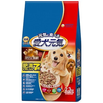他サイト： ドッグフード ユニ・チャーム 愛犬元満が気になる 7歳以上用 ささみ・ビーフ・緑黄色野菜・小魚入り2.3kg ×1個の商品画像