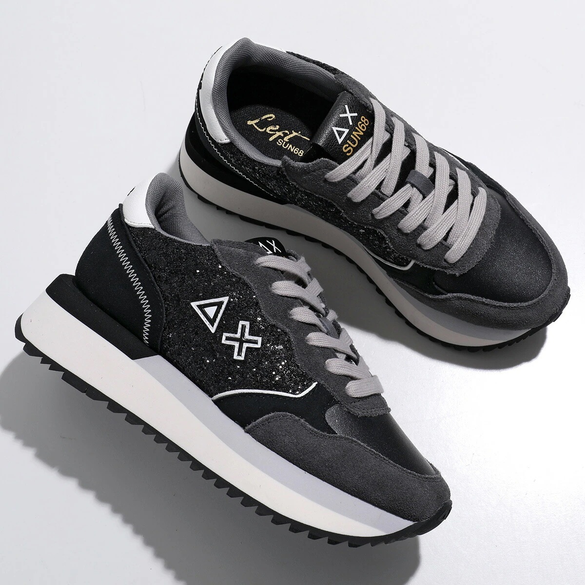 SUN68 サンシックスティーエイト スニーカー BIG ALLY GLITTER Z44217 レディース ローカット レースアップ 厚底 プラットフォーム シューズ 靴 11/NERO 【ts】