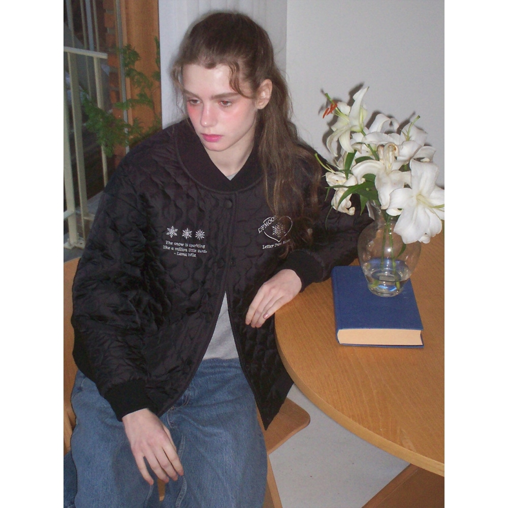 レターフロムムーンスノーフレークキルティングジャンパー (ブラック)