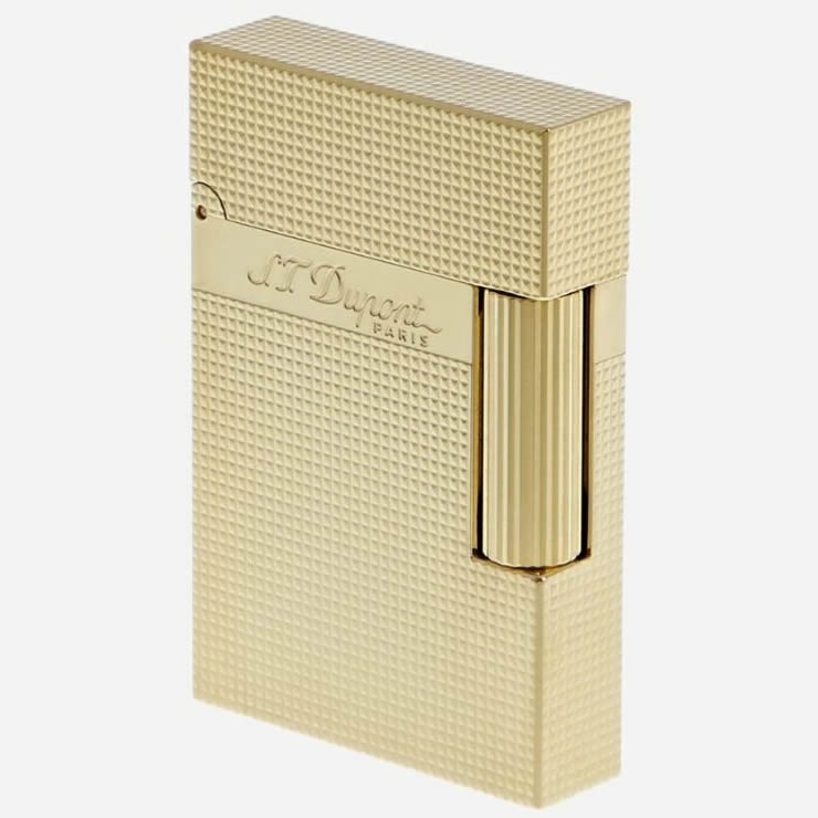 S.T.Dupont C18692 LIGNE2 SERIES エス・テー・デュポン ガスライター ライン2 スモールマイクロダイヤモンドヘッド イエローゴールド/取寄品