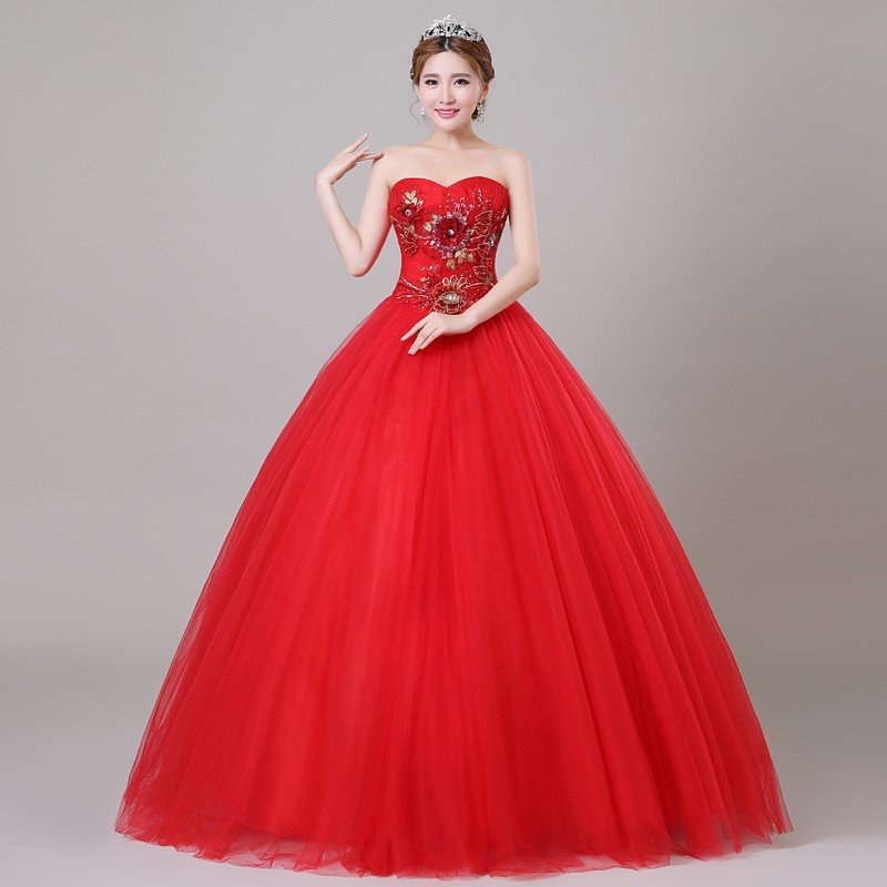 ロングドレス ウェディングドレス 花嫁ドレス カラードレス 結婚式ドレス 披露宴パーティードレス 写真撮影ドレス レッド