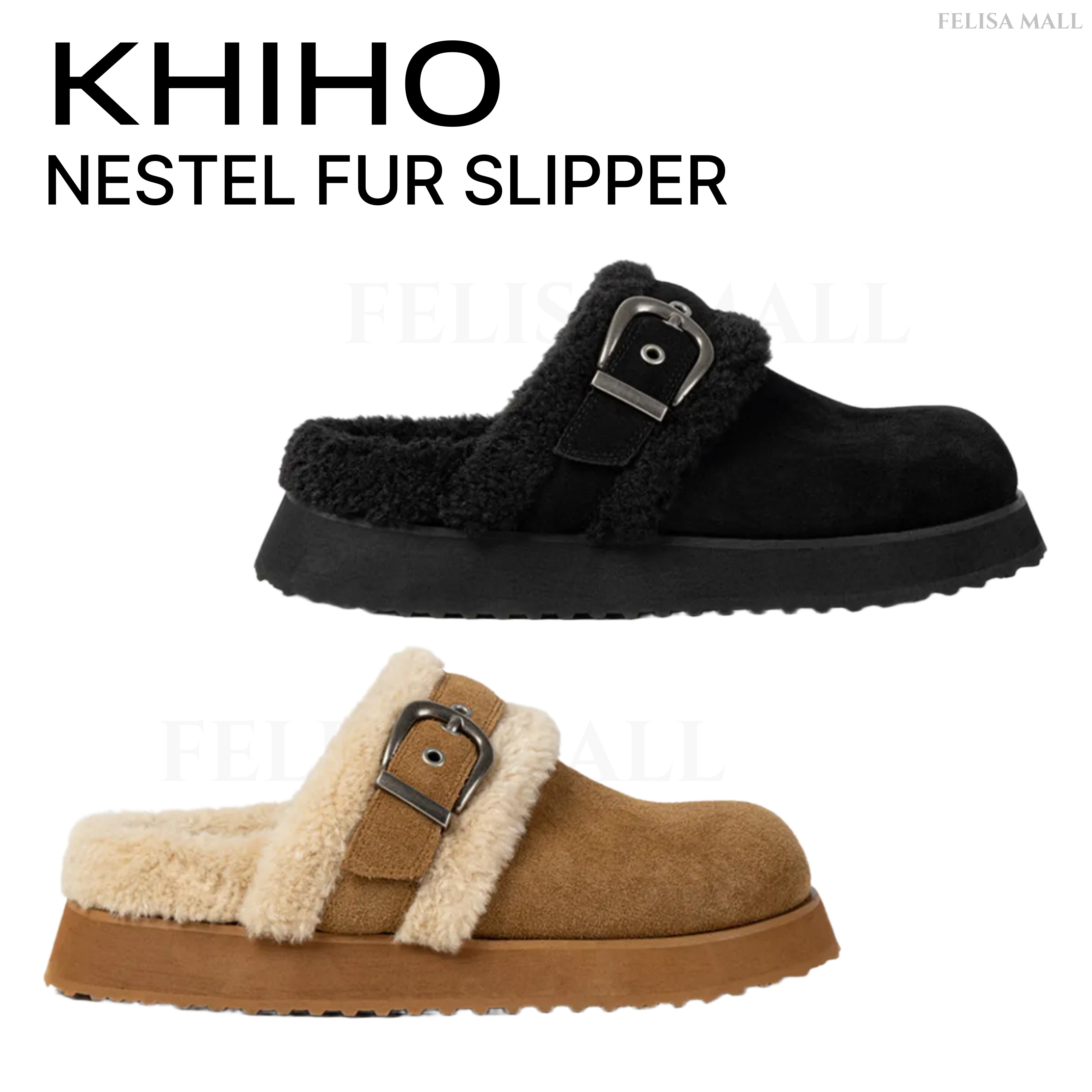 [KHIHO] NESTEL FUR SLIPPER モコモコミュール 韓国人気